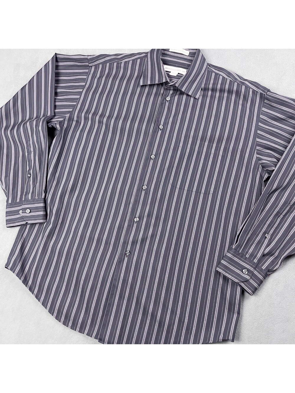 Men's Oversized Button Up, Black and Gray Striped Dress Shirt